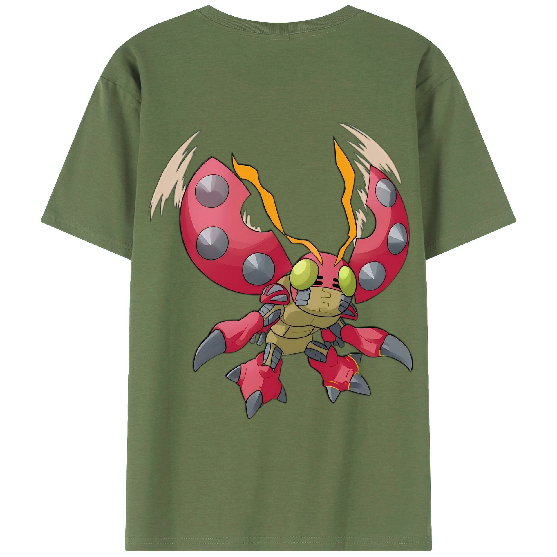 （画像用） Digimon デジタルモンスター/デジモン 綿100％ メンズ半袖Tシャツ（バックプリント） 通気性
